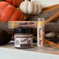 Pumped Up Lip Care Kit gift set featuring the Pumped Up Exfoliating Sugar Lip Scrub and Vanilla Kiss and Pumpkin Kiss lip balms, styled with fall décor, Good Common Sense Naturals