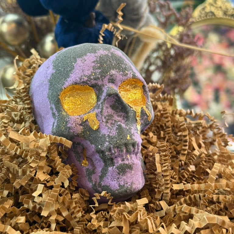 Boogie Night light-up skull bath bomb with a surprise disco light inside, Good Common Sense Naturals