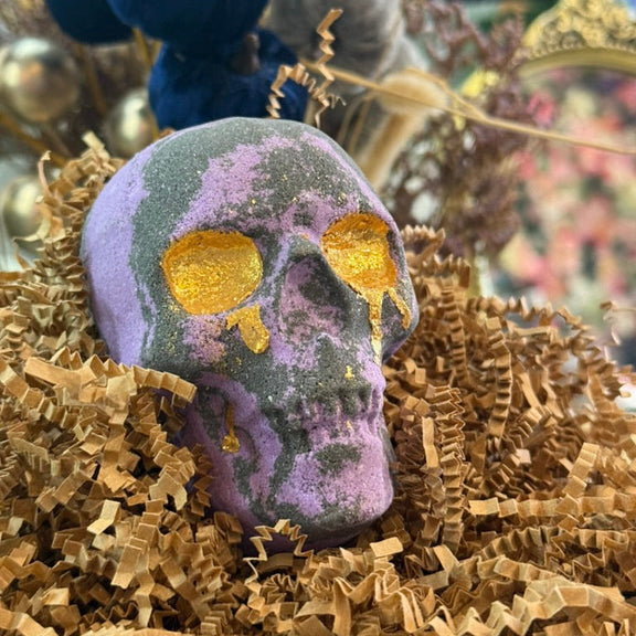 Boogie Night light-up skull bath bomb with a surprise disco light inside, Good Common Sense Naturals