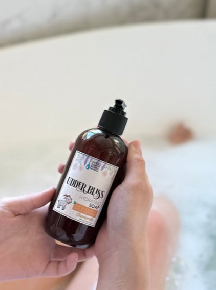 Bottle of Udder Bliss Goats Milk Liquid Soap, Good Common Sense Naturals