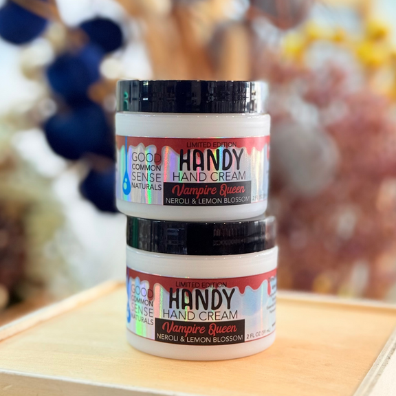 Handy Cream Vampire Queen limited edition hand cream with lemon and orange blossom oils, Good Common Sense Naturals